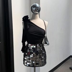 Elegant Black One-Shoulder Camisole